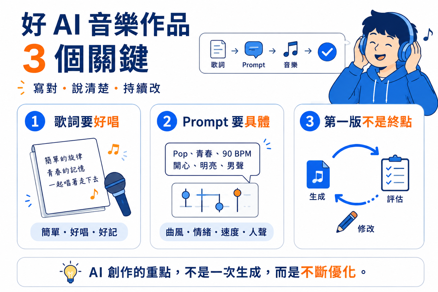 好 AI 音樂作品的三個關鍵